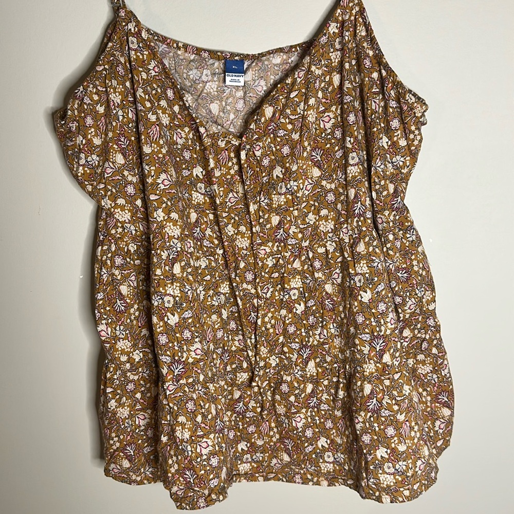 Women’s Brown Floral Print Old Navy Spaghetti Strapped Blouse